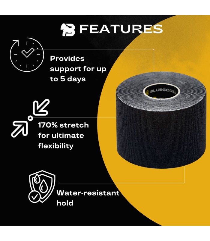 BLUEGORILLA Premium Kinesio tape - vendaje neuromuscular (nivel 3)